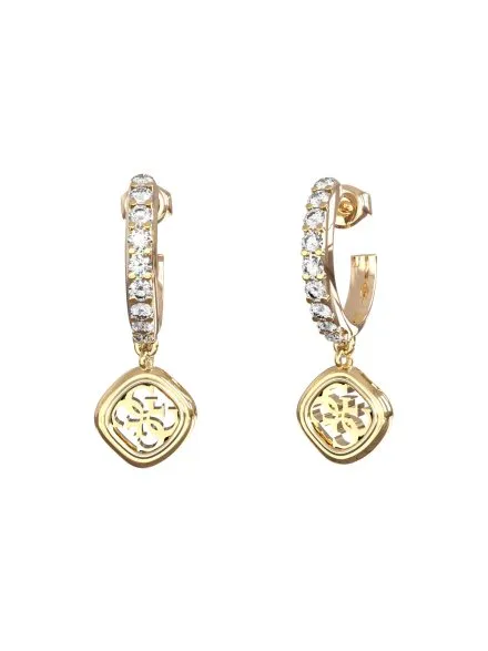 Guess JAIPUR SPLENDOR złote kolczyki kółka z kryształkami JUBE06151JW