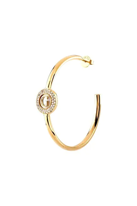 Guess G TALISMAN złote kolczyki kółka logo z kryształkami JUBE06195JW