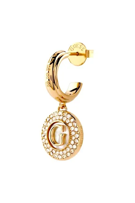 Guess G Talisman złote kolczyki kółka z kryształkami JUBE06204JW
