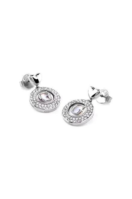 Guess G TALISMAN srebrne kolczyki serca z kryształkami JUBE06209JW