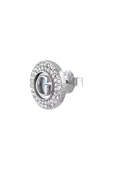 Guess G Talisman srebrne kolczyki okrągłe z kryształkami JUBE06211JW
