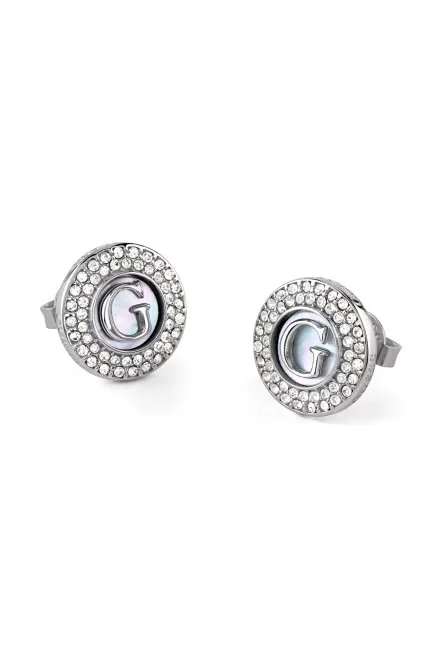 Guess G Talisman srebrne kolczyki okrągłe z kryształkami JUBE06211JW