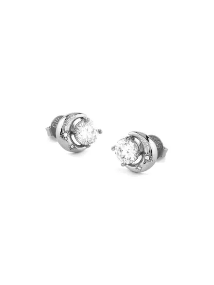 Guess AURORA srebrne kolczyki księżyc z kryształkami JUBE06233JW
