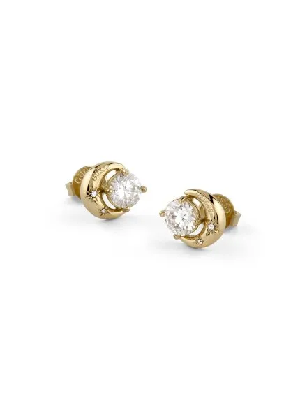 Guess AURORA złote kolczyki księżyc z kryształkami JUBE06233JW-YG
