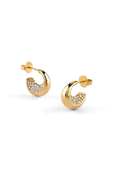 Guess Moon Drops złote kolczyki kółka z kryształkami JUBE06249JW