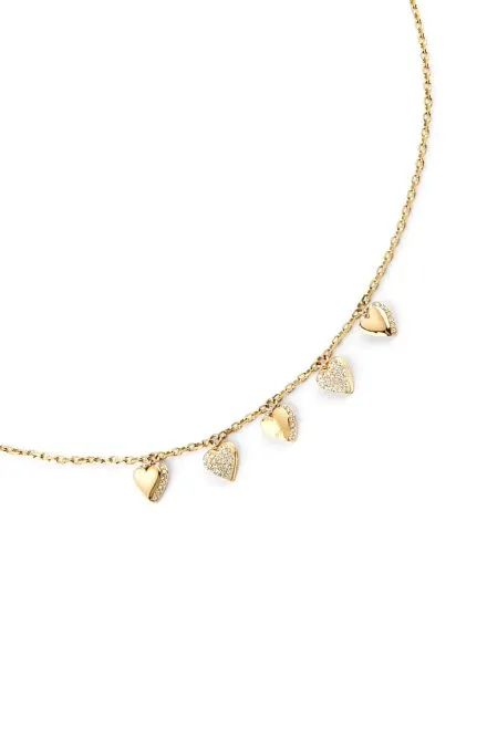 Guess By Your Side złoty naszyjnik z serduszkami JUBN06081JW