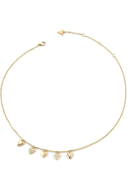Guess By Your Side złoty naszyjnik z serduszkami JUBN06081JW