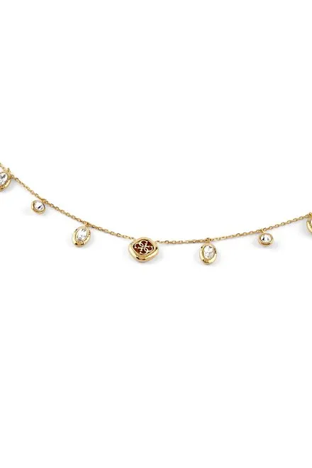 Guess Jaipur Splendor złoty naszyjnik z zawieszkami w postaci kryształków JUBN06148JW