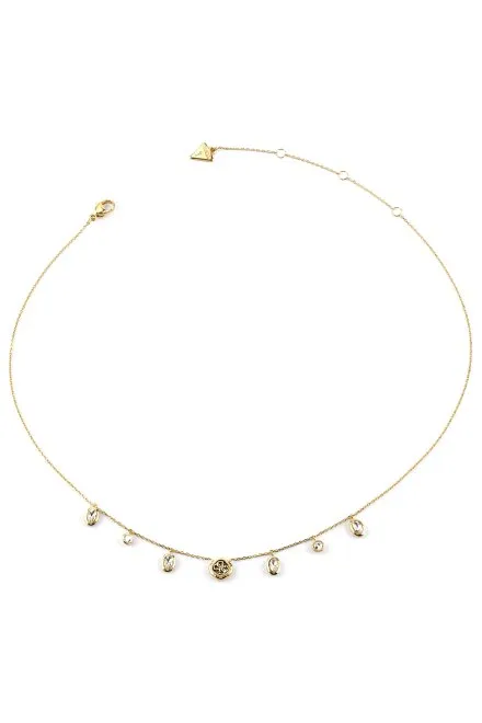 Guess Jaipur Splendor złoty naszyjnik z zawieszkami w postaci kryształków JUBN06148JW