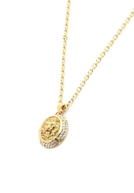Guess LION złoty naszyjnik z zawieszką lew z kryształkami JUBN06189JW