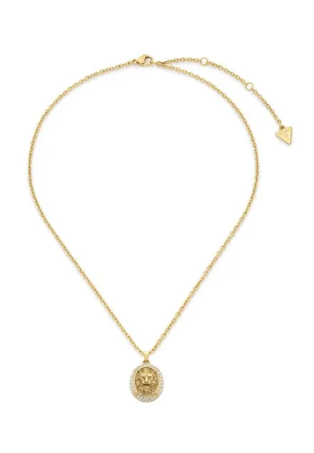 Guess LION złoty naszyjnik z zawieszką lew z kryształkami JUBN06189JW