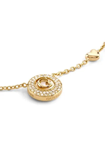 Złoty naszyjnik Guess G Talisman z zawieszką literka G i kryształkami JUBN06201JW