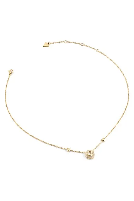 Złoty naszyjnik Guess G Talisman z zawieszką literka G i kryształkami JUBN06201JW
