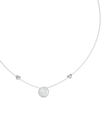 Guess srebrny naszyjnik G TALISMAN z medalionem i sercami JUBN06207JW