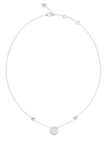 Guess srebrny naszyjnik G TALISMAN z medalionem i sercami JUBN06207JW