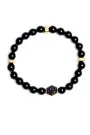 Guess LION KING Czarna bransoletka męska czarne koraliki carbon JUMB06005JW