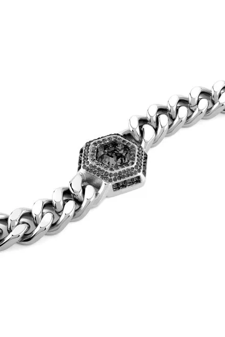 Guess Lion King srebrna bransoletka męska łańcuch JUMB06007JW