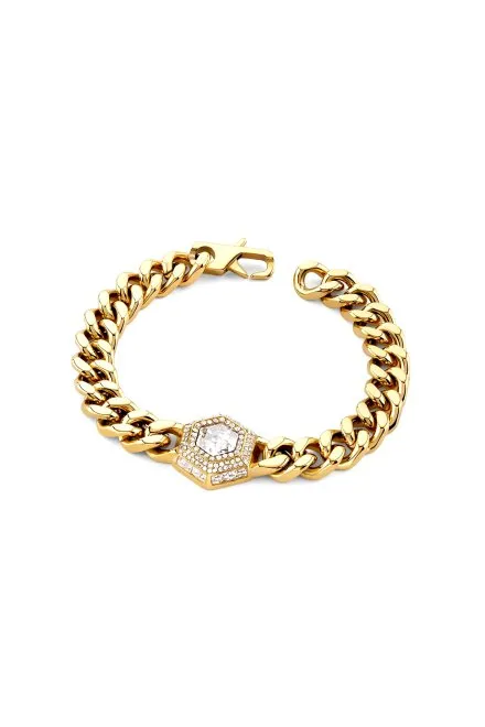 Guess Lion King złota bransoletka męska łańcuch JUMB06007JW
