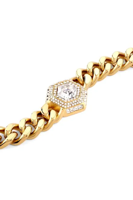 Guess Lion King złota bransoletka męska łańcuch JUMB06007JW