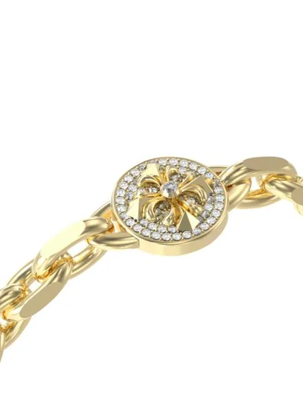 Guess Savage Rebel złota bransoletka męska łańcuch z ozdobnym elementem JUMB06056JW