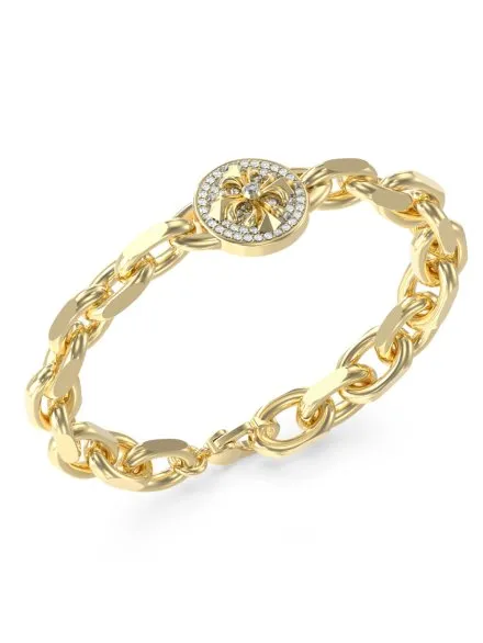 Guess Savage Rebel złota bransoletka męska łańcuch z ozdobnym elementem JUMB06056JW