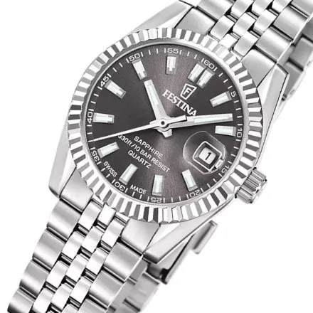 Festina Classic Zegarek Damski na bransolecie z czarną tarczą 20087/6