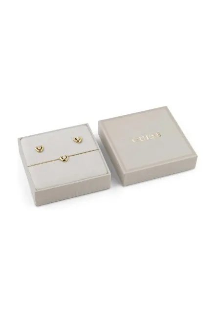 Guess bransoletka złota damska serce + kolczyki KOMPLET JUBS06003JW