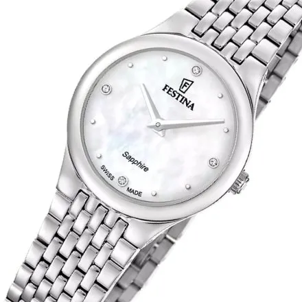 Festina Grace Zegarek Damski na bransolecie z perłową tarczą 20096/1