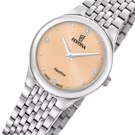 Festina Grace Zegarek Damski na bransolecie z pomarańczową tarczą 20096/5