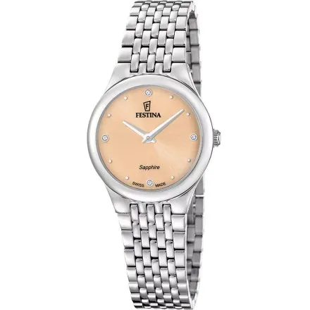 Festina Grace Zegarek Damski na bransolecie z pomarańczową tarczą 20096/5