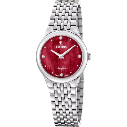 Festina Grace Zegarek Damski na bransolecie z bordową  tarczą 20096/6