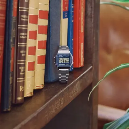 Casio Vintage A158WEA-2EF srebrny zegarek w stylu retro z wyświetlaczem