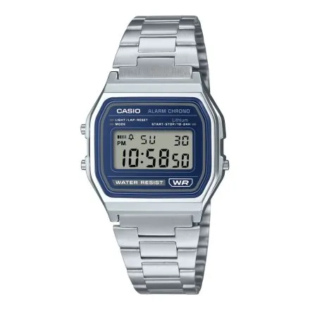 Casio Vintage A158WEA-2EF srebrny zegarek w stylu retro z wyświetlaczem