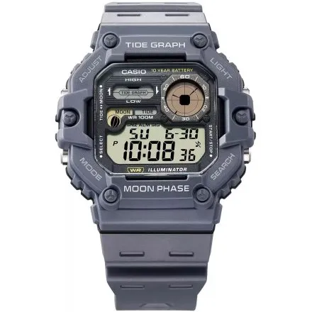 Zegarek Casio Sport WS-1700H-8AEF szary z paskiem fazy księżyca wykres pływów