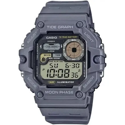 Zegarek Casio Sport WS-1700H-8AEF szary z paskiem fazy księżyca wykres pływów