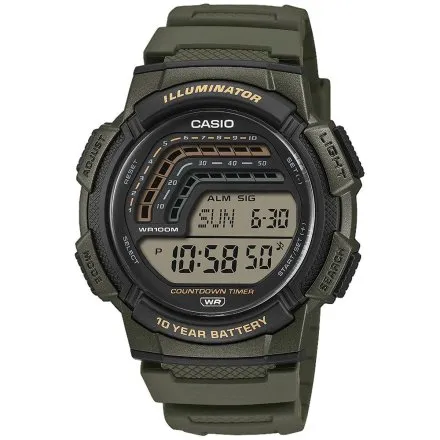Zegarek Casio Sport WS-1800-3AVEF zielony z paskiem timer stoper alarm