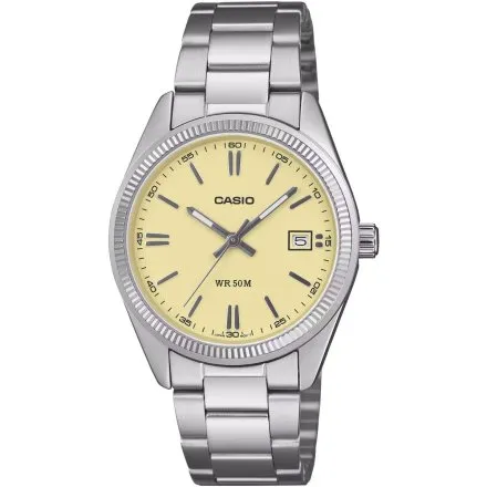 Zegarek Casio Classic UTP-1302PD-9AVEFsrebrny z modną żółtą tarczą