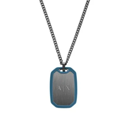 Naszyjnik męski nieśmiertelnik Armani Exchange AXG0171060 grafitowy z granatowym akcentem