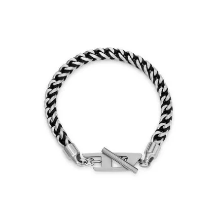 Diesel D Logo bransoletka męska łańcuch srebrno-czarny DX1540040