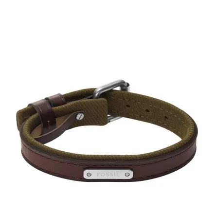 Męska brązowa bransoletka skórzana pasek Fossil JA7315998