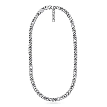 Srebrny długi naszyjnik Fossil Harlow Linear Texture splot pancerka JF04696040