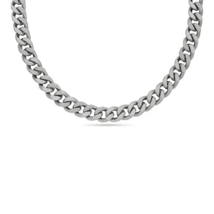 Srebrny długi naszyjnik Fossil Harlow Linear Texture splot pancerka JF04696040