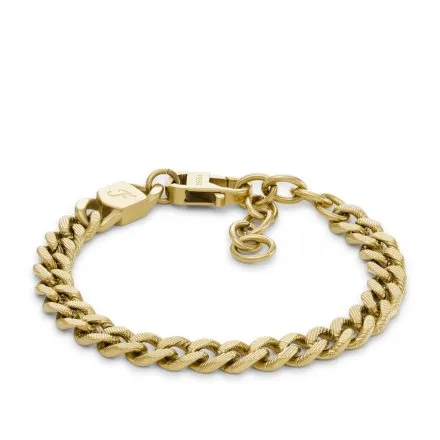 Złota bransoletka łańcuszek pancerka Fossil Harlow Linear Texture JF04698710