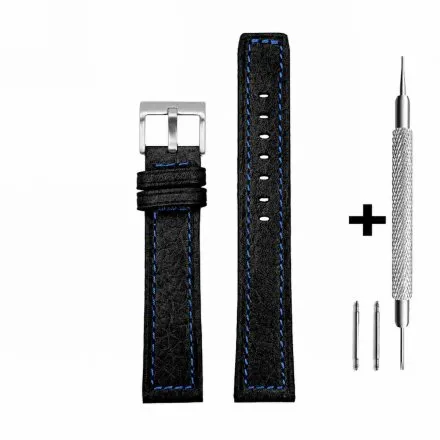 Czarny pasek 14 mm skórzany DILOY 362.14.52 + GRATIS dwa teleskopy i narzędzie