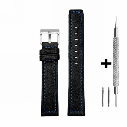 Czarny pasek 16 mm skórzany DILOY 362.16.52 + GRATIS dwa teleskopy i narzędzie
