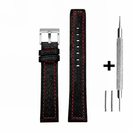 Czarny pasek 14 mm skórzany DILOY 362.14.53 + GRATIS dwa teleskopy i narzędzie