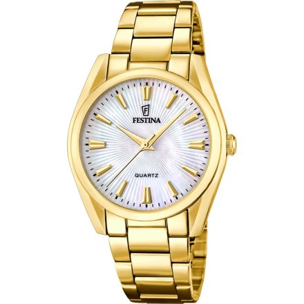 Festina Boyfriend 20640/A zegarek damski złoty z perłową tarczą na bransolecie