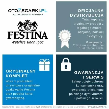 Festina Boyfriend 20640/A zegarek damski złoty z perłową tarczą na bransolecie