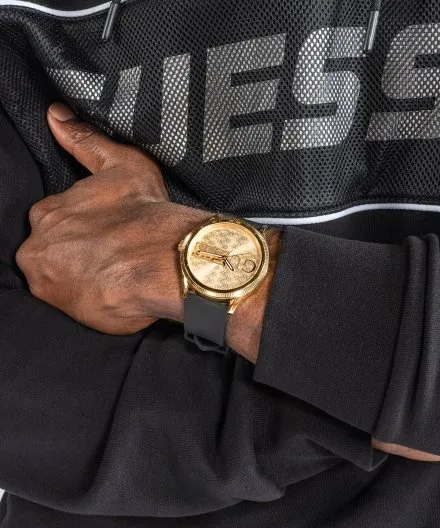 Guess Reputation zegarek męski na pasku złoto-czarny GW0726G2