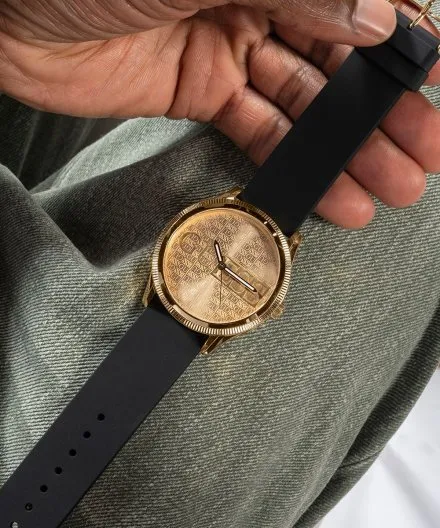Guess Reputation zegarek męski na pasku złoto-czarny GW0726G2